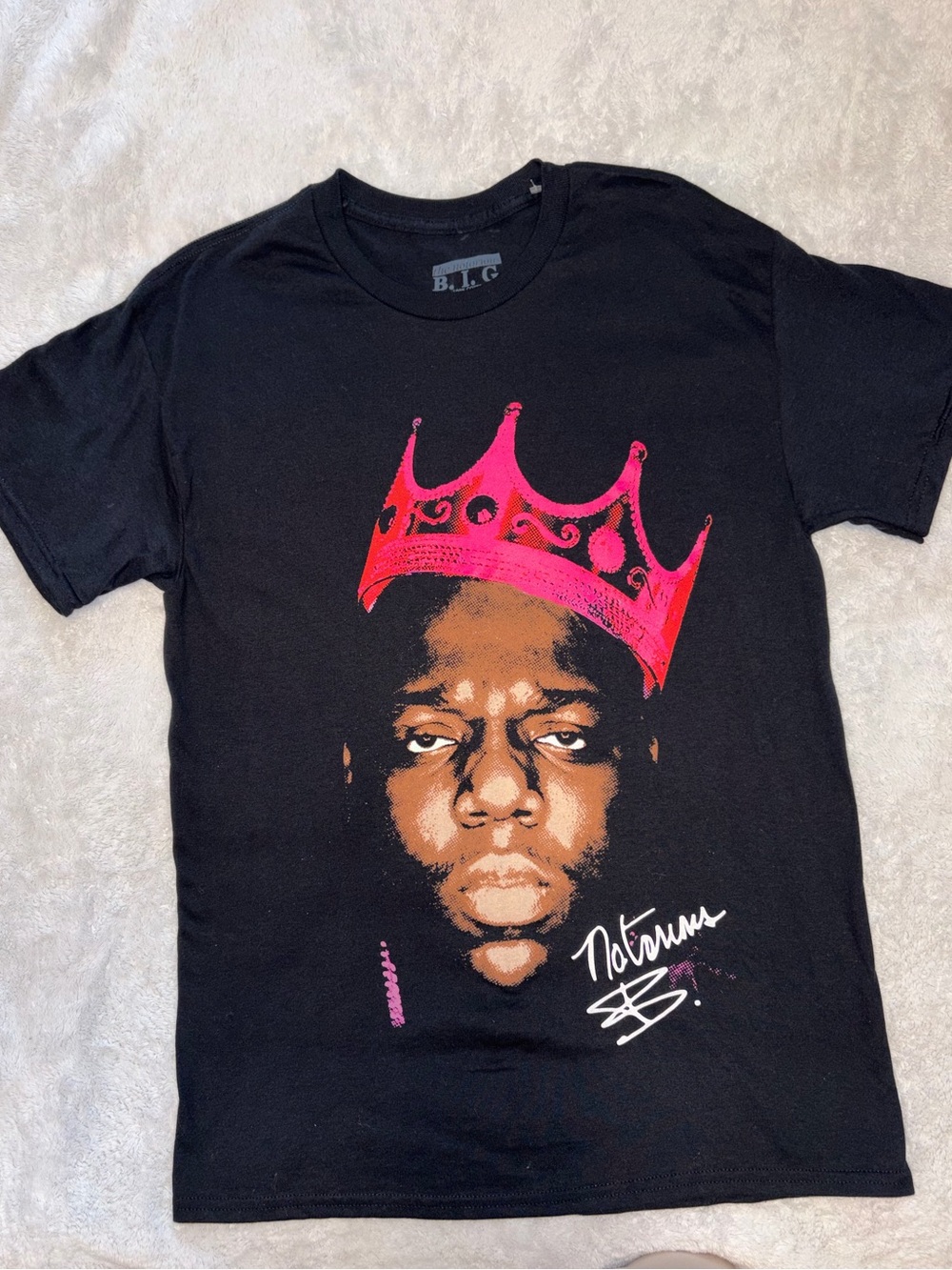 The Notorious B.I.G. Graphic Tee with Pink Crown Design